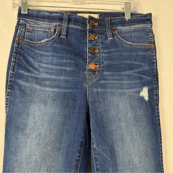 Madewell Jeans Denim 10" High Rise Skinny Drop Hem Rose Cliff Dark Blue Wash - Picture 4 of 9
